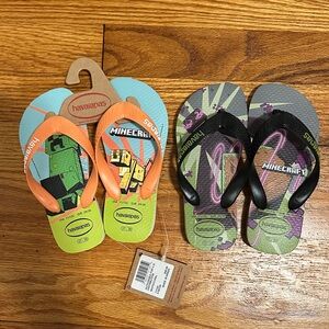 Havaianas Kids Minecraft Flip Flops (2 pairs) - Orange and Black